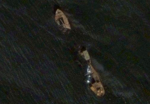 Restos de la ocupaci�n japonesa de las Aleutianas, carguero Borneo Maru, en los mapas de Turismo Google