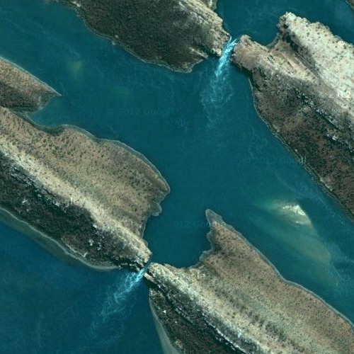 Las cascadas horizontales de Kimberley en los mapas de Turismo Google